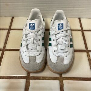 Adidas Kids Samba ADV White, Grey, & Green Skate Shoes